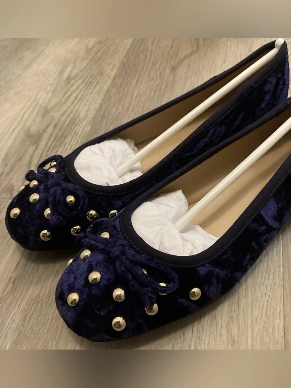 Marc Fisher Navy Velvet Studded Ballet Flats